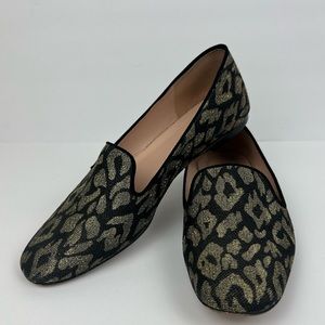 J Crew Metallic Leopard loafers